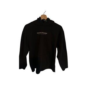 BoohooMAN black graphic hoodie raw hem kangaroo pocket Size XS